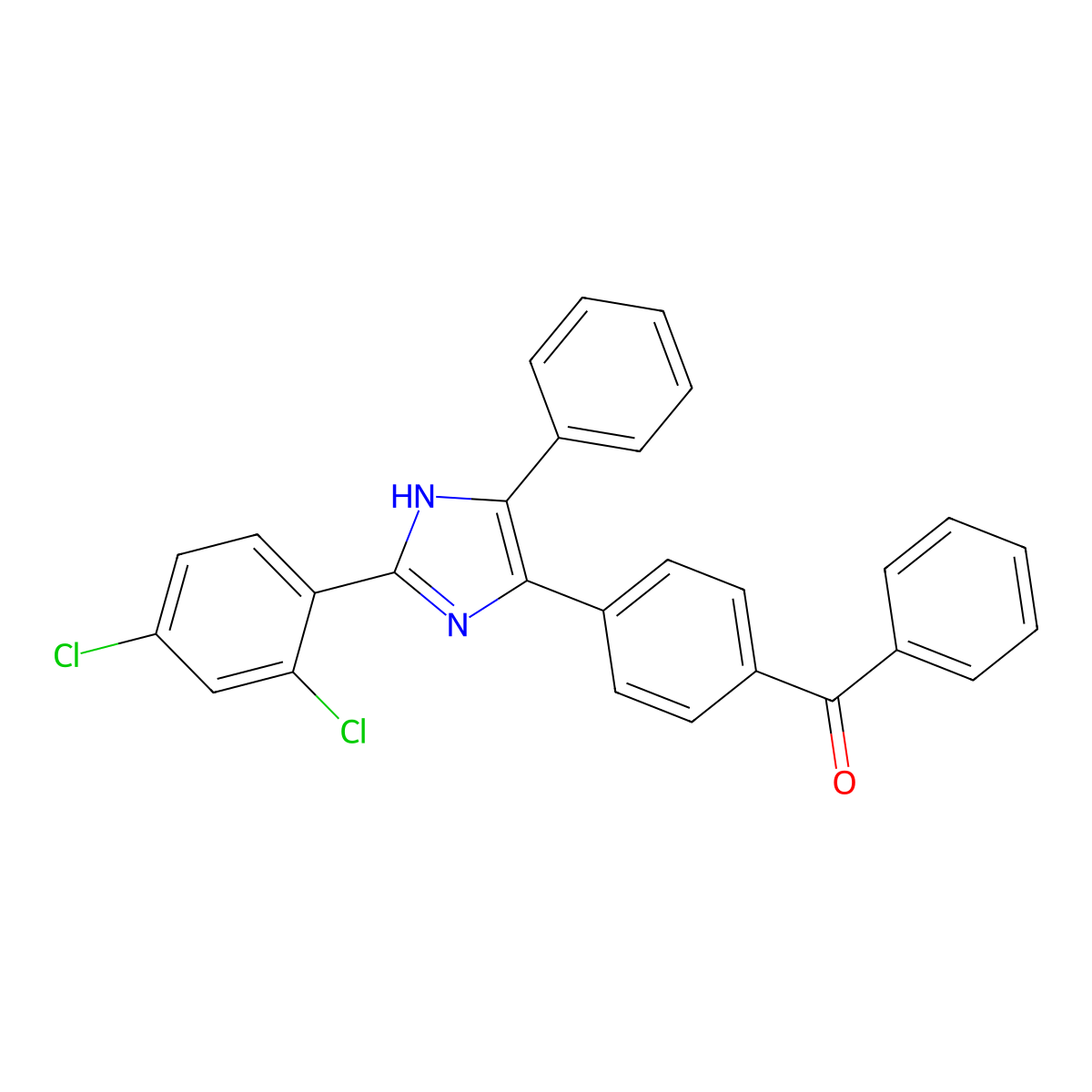 Methanone, [4-[2-(2,4-dichlorophenyl)-5-phenyl-1H-imidazol-4-yl]phenyl]phenyl- molecular structure, CAS 296243-99-7
