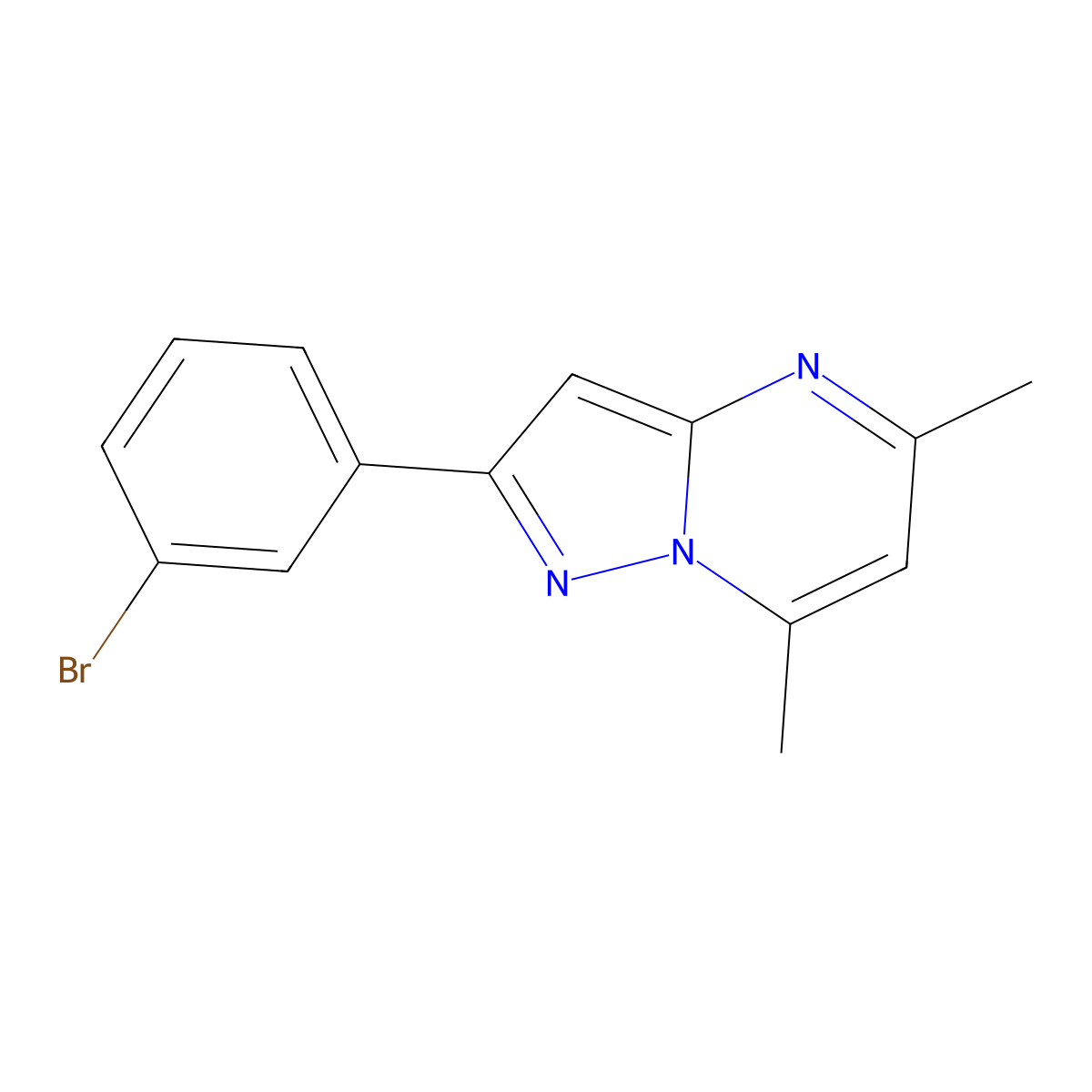 2-(3-Bromophenyl)-5,7-dimethylpyrazolo(1,5-a)pyrimidine molecular structure, CAS 296244-20-7