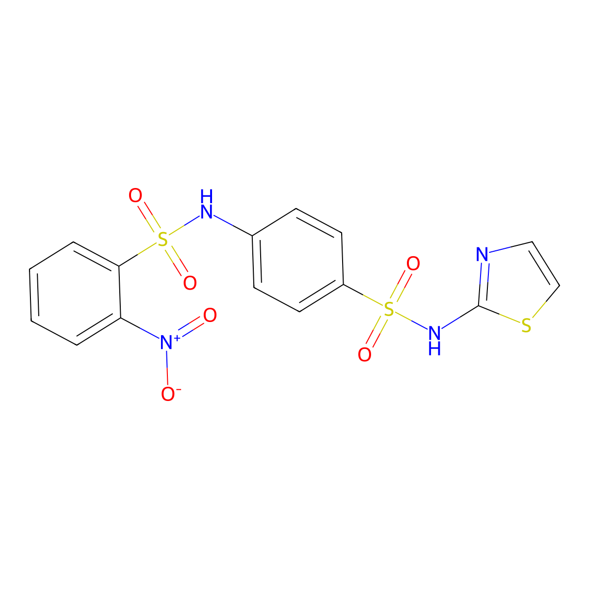 2-nitro-N-[4-(1,3-thiazol-2-ylsulfamoyl)phenyl]benzenesulfonamide molecular structure, CAS 296244-27-4