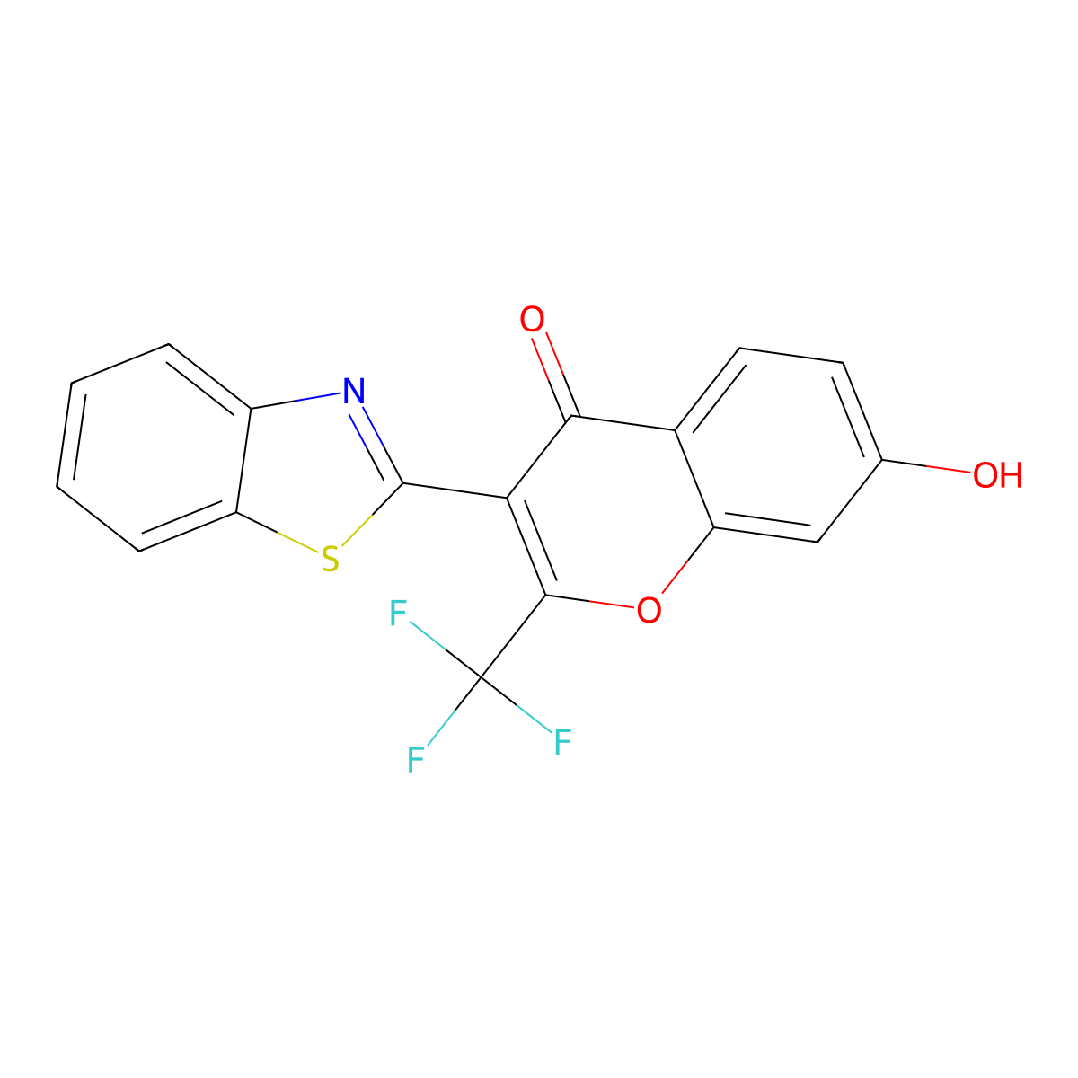 3-(1,3-benzothiazol-2-yl)-7-hydroxy-2-(trifluoromethyl)-4H-chromen-4-one molecular structure, CAS 296244-35-4