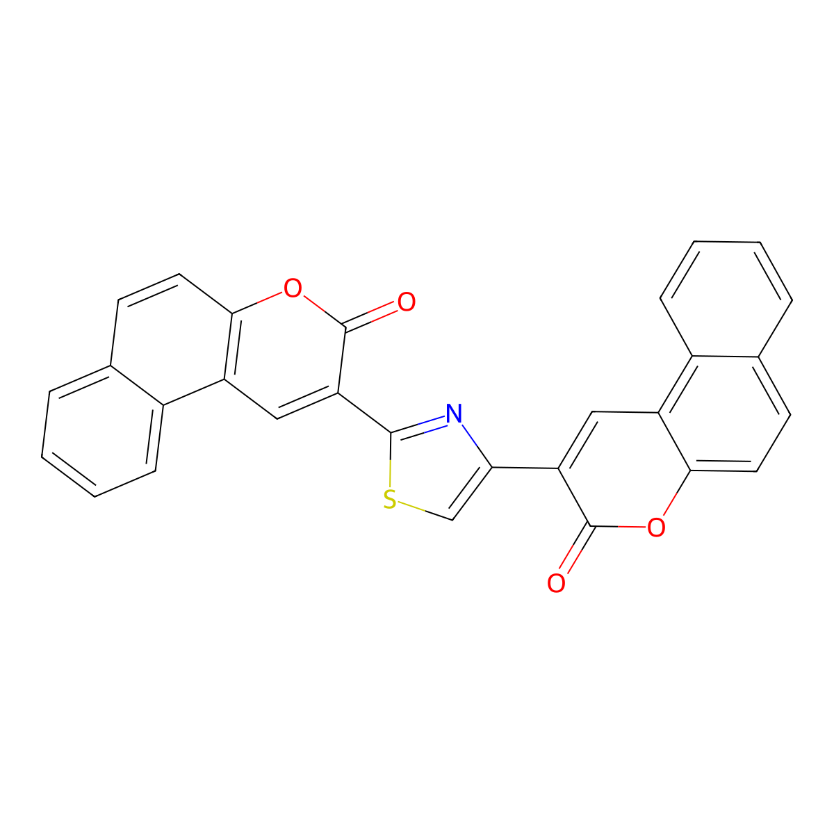 2-[2-(3-Oxobenzo[f]chromen-2-yl)-1,3-thiazol-4-yl]benzo[f]chromen-3-one molecular structure, CAS 296244-38-7