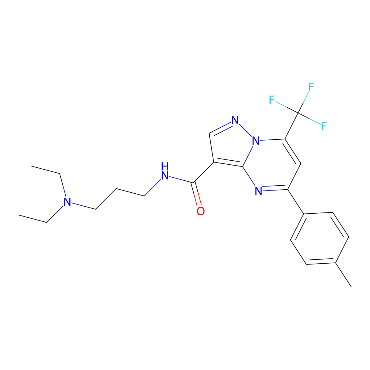 N-[3-(diethylamino)propyl]-5-(4-methylphenyl)-7-(trifluoromethyl)pyrazolo[1,5-a]pyrimidine-3-carboxamide molecular structure, CAS 296244-39-8