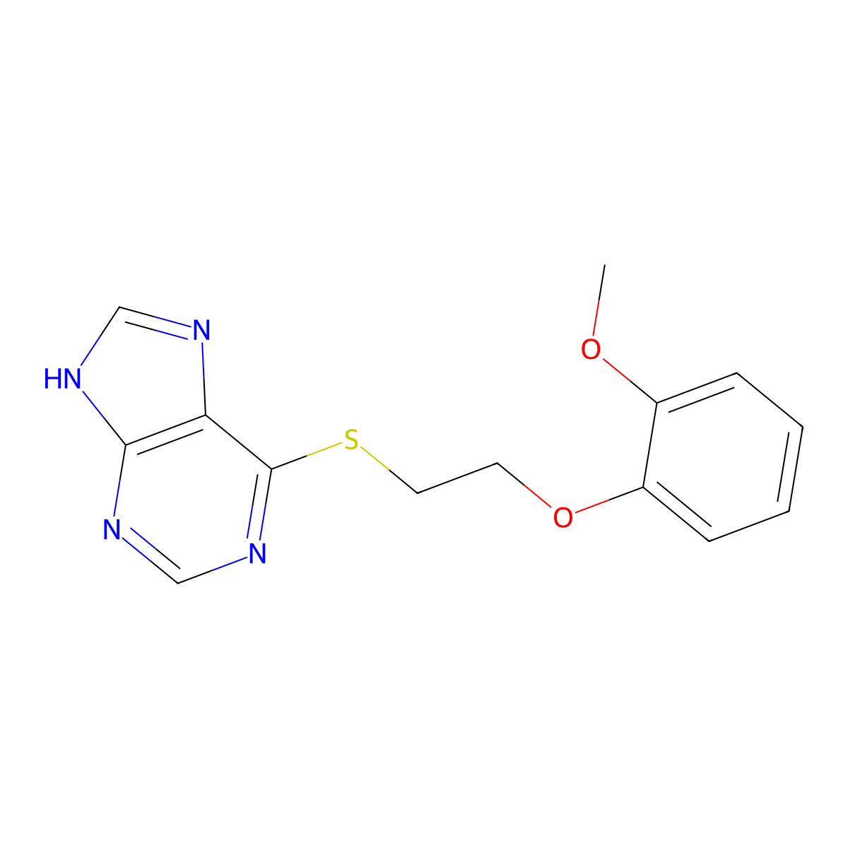 6-[2-(2-methoxyphenoxy)ethylsulfanyl]-7H-purine molecular structure, CAS 296244-54-7