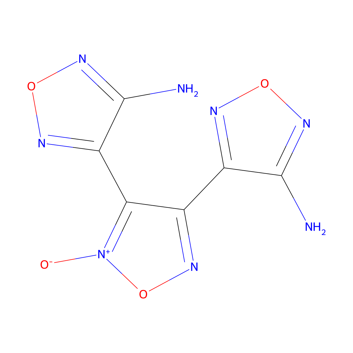 4-[4-(4-Amino-1,2,5-oxadiazol-3-yl)-2-oxido-1,2,5-oxadiazol-3-yl]-1,2,5-oxadiazol-3-amine molecular structure, CAS 296244-55-8