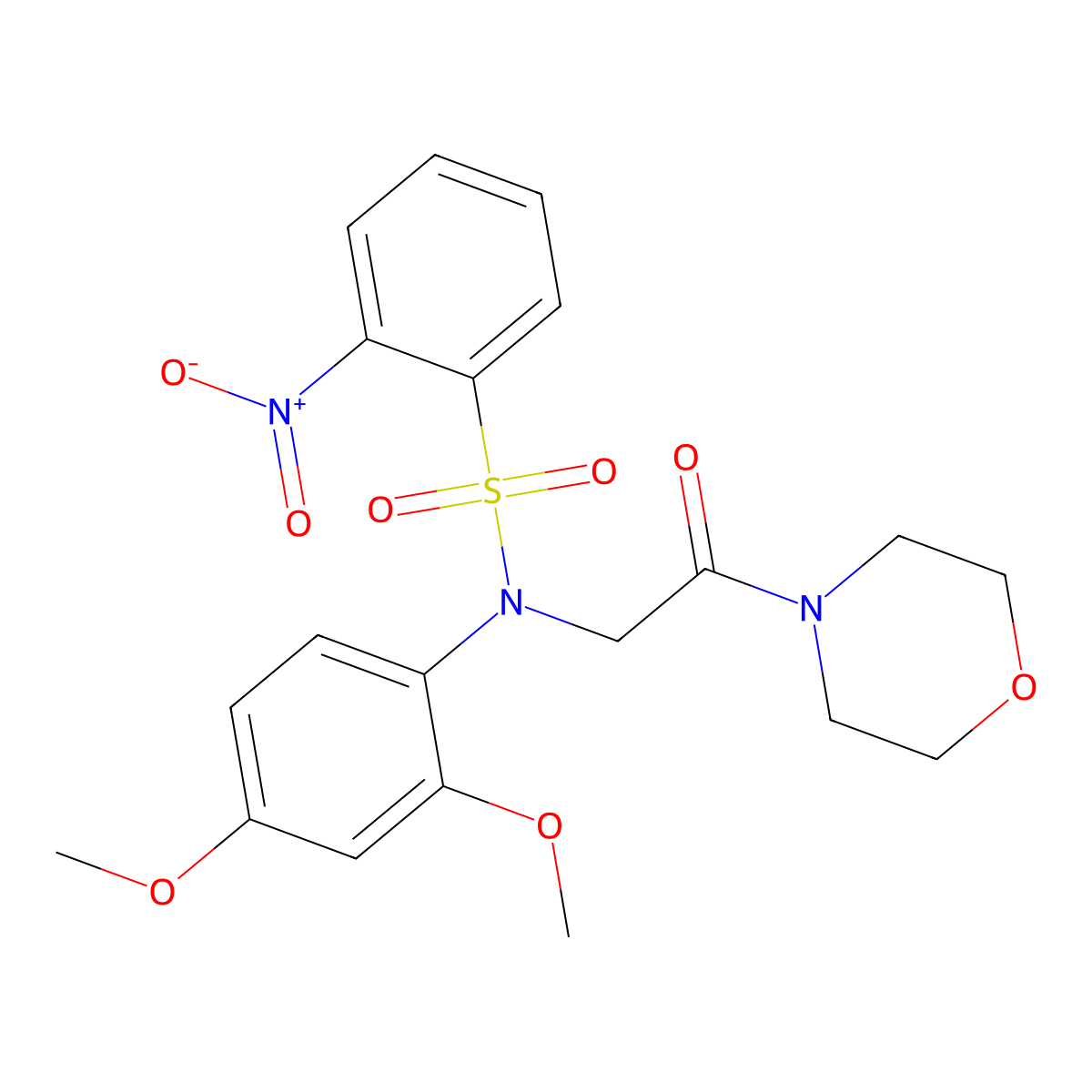 N-(2,4-dimethoxyphenyl)-N-(2-morpholin-4-yl-2-oxoethyl)-2-nitrobenzenesulfonamide molecular structure, CAS 296244-57-0