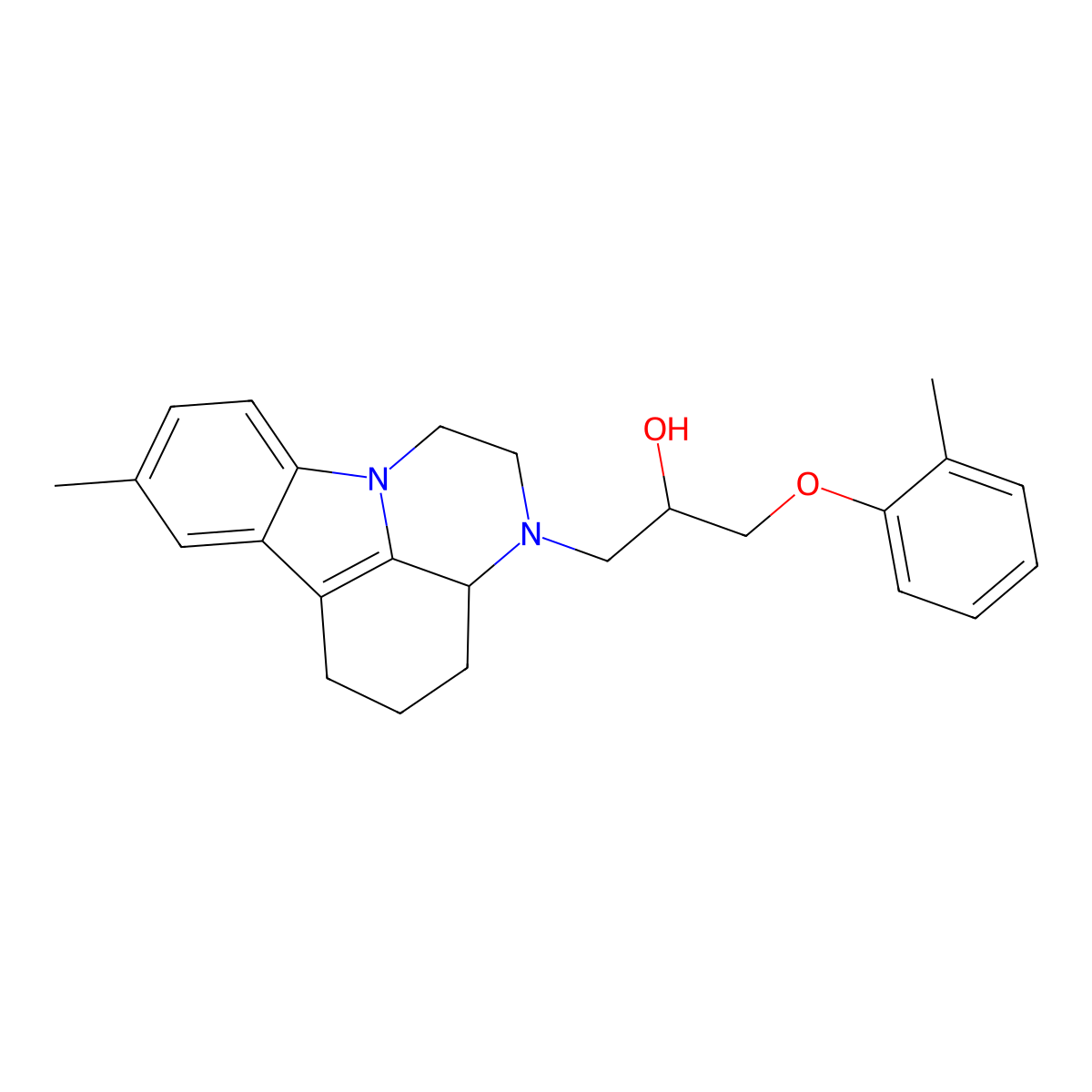 1-(8-methyl-3a,4,5,6-tetrahydro-1H-pyrazino[3,2,1-jk]carbazol-3(2H)-yl)-3-(o-tolyloxy)propan-2-ol molecular structure, CAS 296244-59-2
