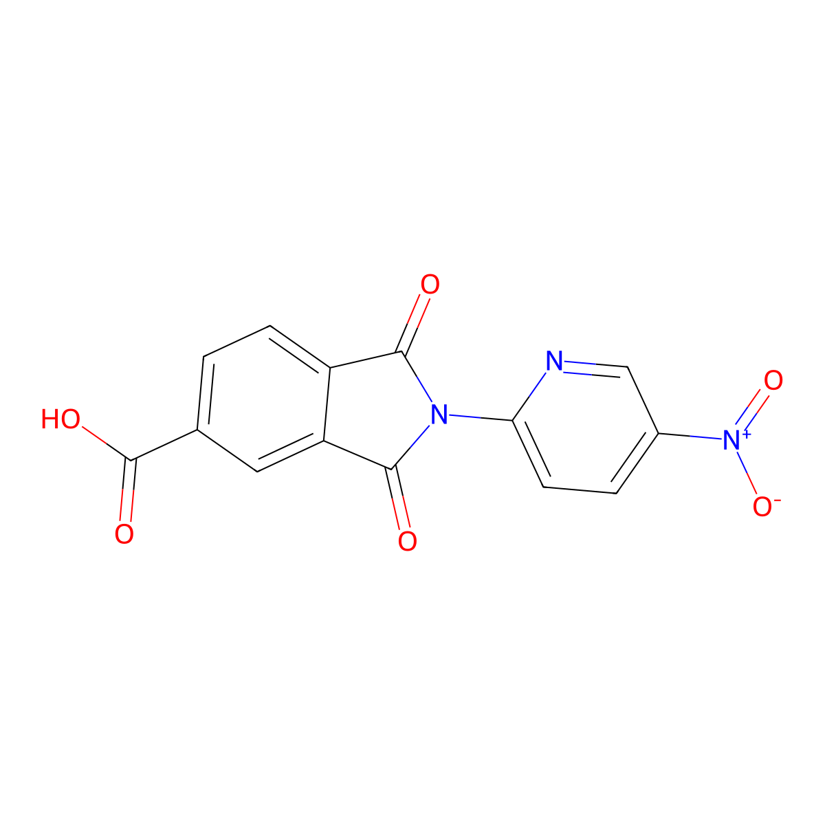 2H-Isoindole-5-carboxylic acid, 1,3-dihydro-2-(5-nitro-2-pyridyl)-1,3-dioxo- molecular structure, CAS 296244-81-0