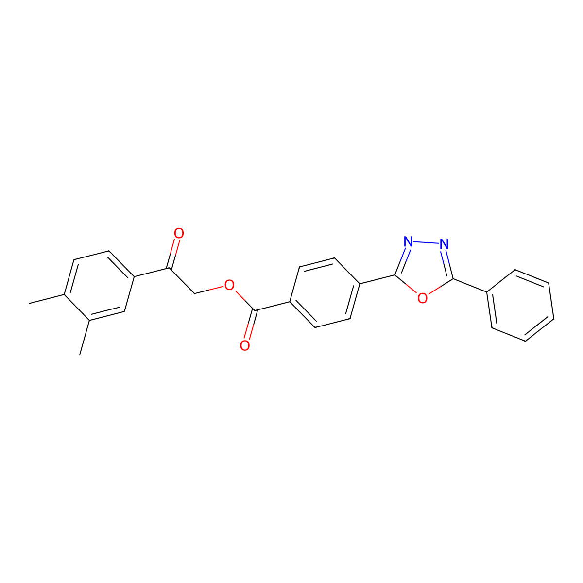 2-(3,4-Dimethylphenyl)-2-oxoethyl 4-(5-phenyl-1,3,4-oxadiazol-2-yl)benzoate molecular structure, CAS 296245-08-4