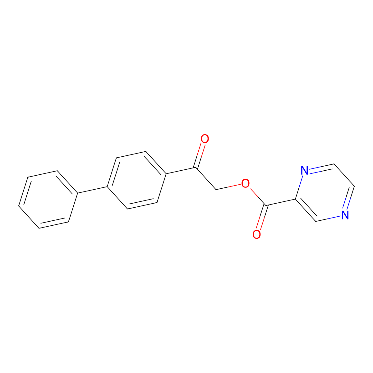 [2-Oxo-2-(4-phenylphenyl)ethyl] pyrazine-2-carboxylate molecular structure, CAS 296245-09-5