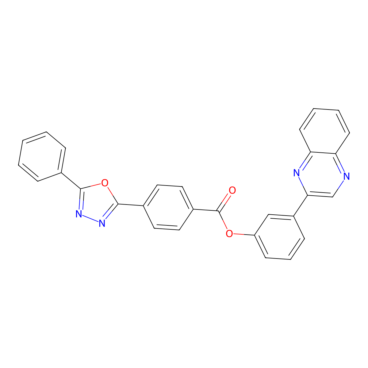 3-(2-Quinoxalinyl)phenyl 4-(5-phenyl-1,3,4-oxadiazol-2-yl)benzoate molecular structure, CAS 296245-10-8