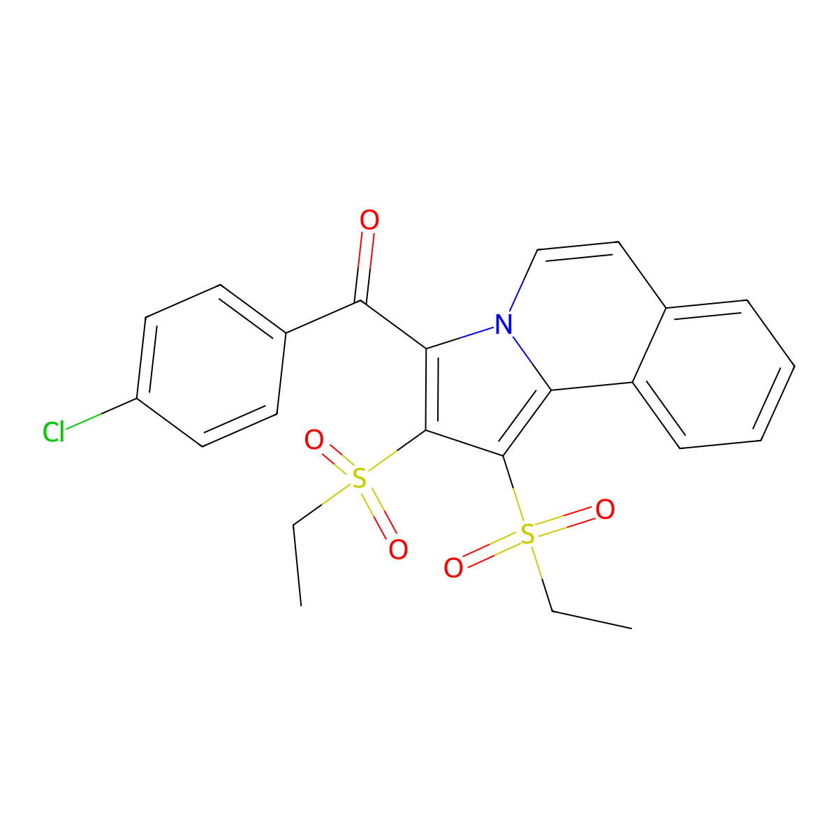 [1,2-Bis(ethylsulfonyl)pyrrolo[2,1-a]isoquinolin-3-yl]-(4-chlorophenyl)methanone molecular structure, CAS 296245-29-9
