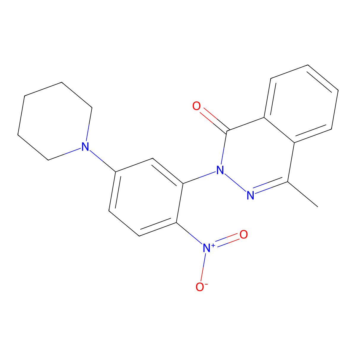 4-Methyl-2-(2-nitro-5-piperidin-1-yl-phenyl)-2H-phthalazin-1-one molecular structure, CAS 296245-84-6