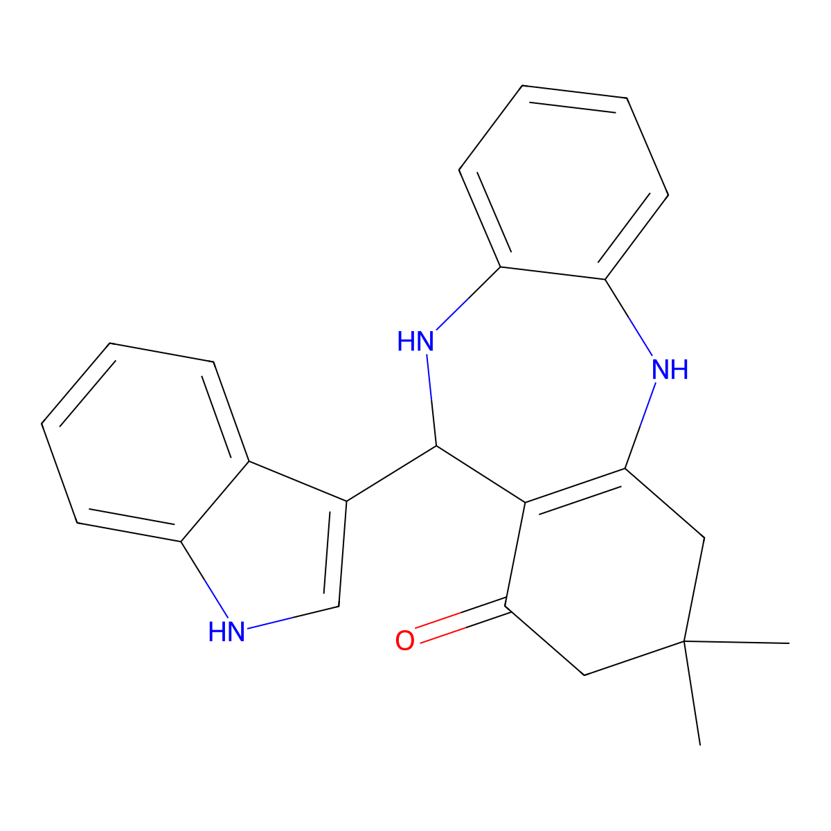 11-(1H-indol-3-yl)-3,3-dimethyl-2,3,4,5,10,11-hexahydro-1H-dibenzo[b,e][1,4]diazepin-1-one molecular structure, CAS 296246-64-5