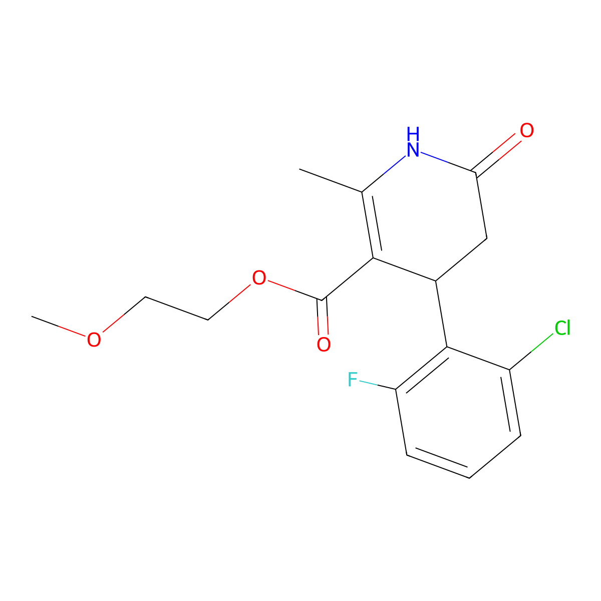 2-Methoxyethyl 4-(2-chloro-6-fluorophenyl)-2-methyl-6-oxo-1,4,5,6-tetrahydropyridine-3-carboxylate molecular structure, CAS 296247-24-0