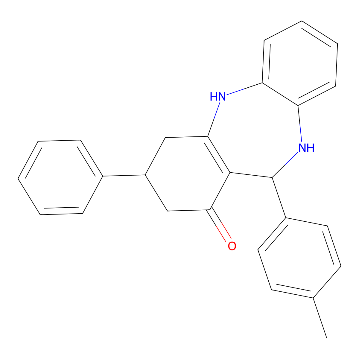 6-(4-Methylphenyl)-9-phenyl-5,6,8,9,10,11-hexahydrobenzo[b][1,4]benzodiazepin-7-one molecular structure, CAS 296247-38-6