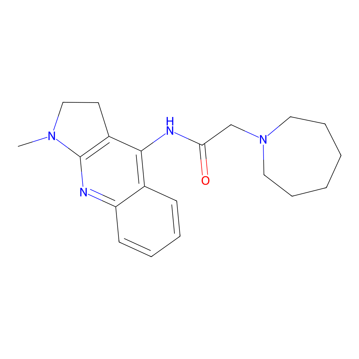 2-(azepan-1-yl)-N-(1-methyl-2,3-dihydropyrrolo[2,3-b]quinolin-4-yl)acetamide molecular structure, CAS 296247-69-3