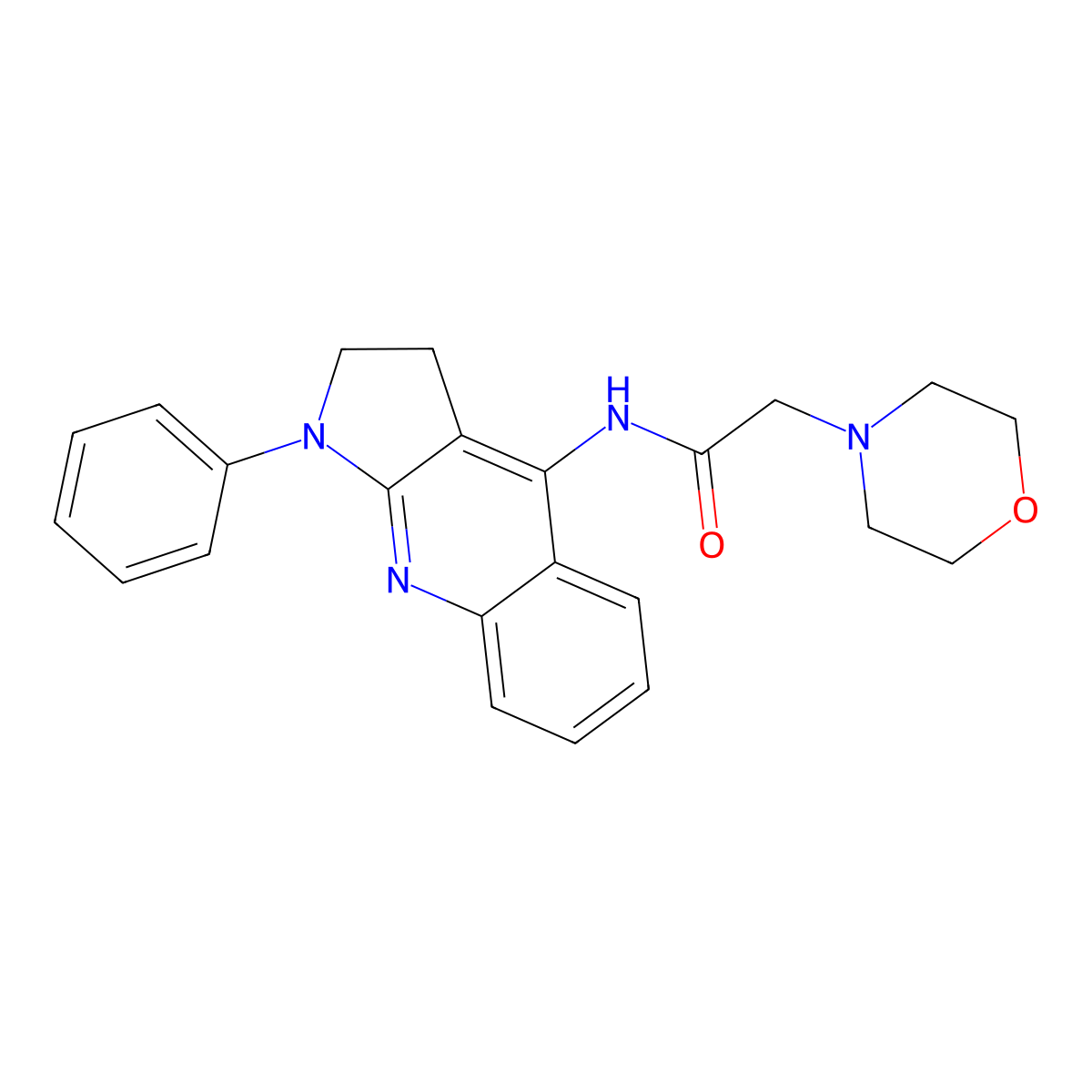 2-morpholin-4-yl-N-(1-phenyl-2,3-dihydropyrrolo[2,3-b]quinolin-4-yl)acetamide molecular structure, CAS 296247-73-9