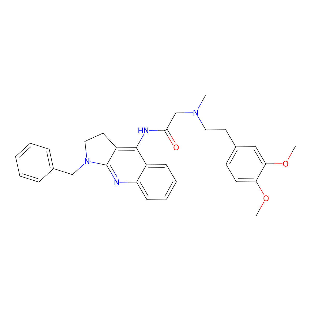 N-(1-benzyl-2,3-dihydropyrrolo[2,3-b]quinolin-4-yl)-2-[2-(3,4-dimethoxyphenyl)ethyl-methylamino]acetamide molecular structure, CAS 296247-83-1