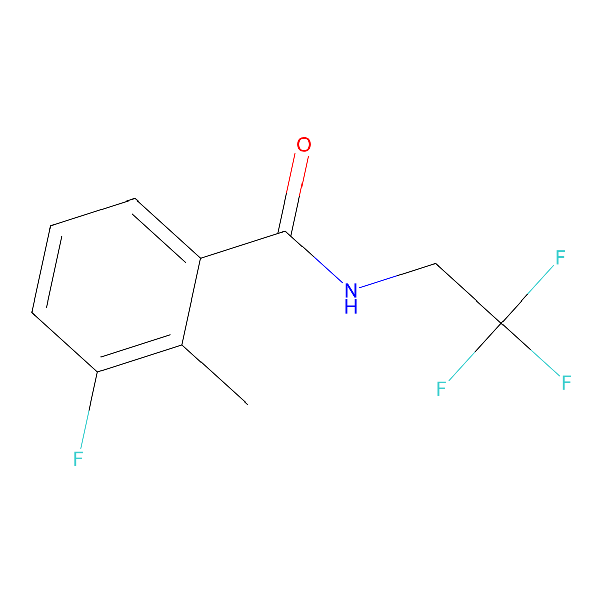 Benzamide, 3-fluoro-2-methyl-N-(2,2,2-trifluoroethyl)- molecular structure, CAS 2962496-77-9