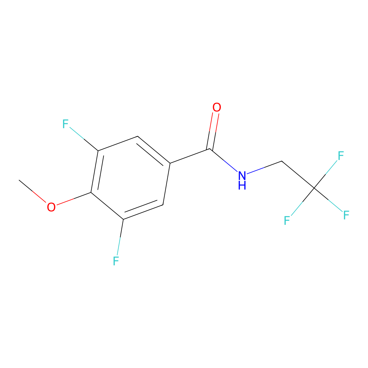 Benzamide, 3,5-difluoro-4-methoxy-N-(2,2,2-trifluoroethyl)- molecular structure, CAS 2962496-85-9