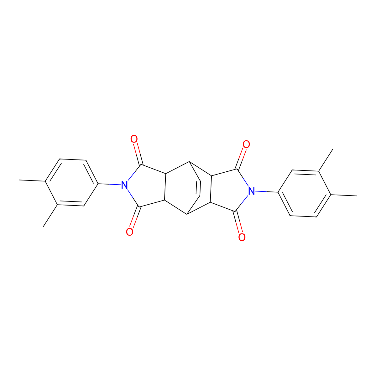 2,6-bis(3,4-dimethylphenyl)-4,4a,8,8a-tetrahydro-4,8-ethenopyrrolo[3,4-f]isoindole-1,3,5,7(2H,3aH,6H,7aH)-tetraone molecular structure, CAS 296261-81-9
