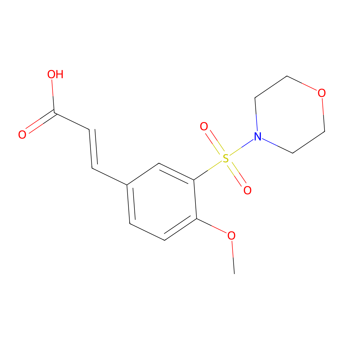 (2E)-3-[4-Methoxy-3-(morpholin-4-ylsulfonyl)phenyl]acrylic acid molecular structure, CAS 296261-83-1