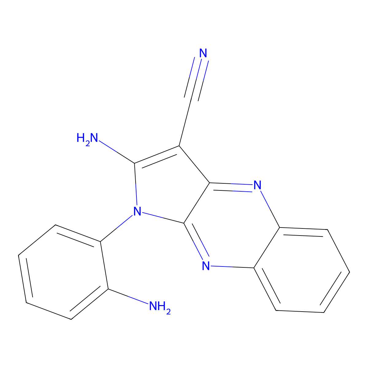 2-Amino-1-(2-aminophenyl)pyrrolo[3,2-b]quinoxaline-3-carbonitrile molecular structure, CAS 296261-86-4