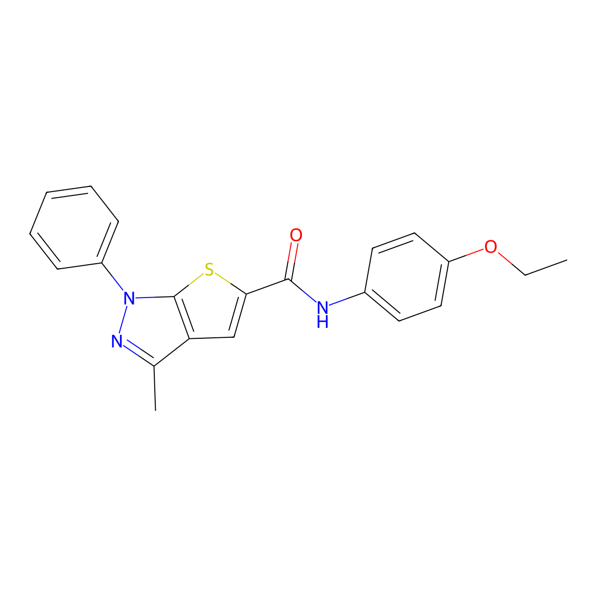 N-(4-ethoxyphenyl)-3-methyl-1-phenyl-1H-thieno[2,3-c]pyrazole-5-carboxamide molecular structure, CAS 296262-08-3
