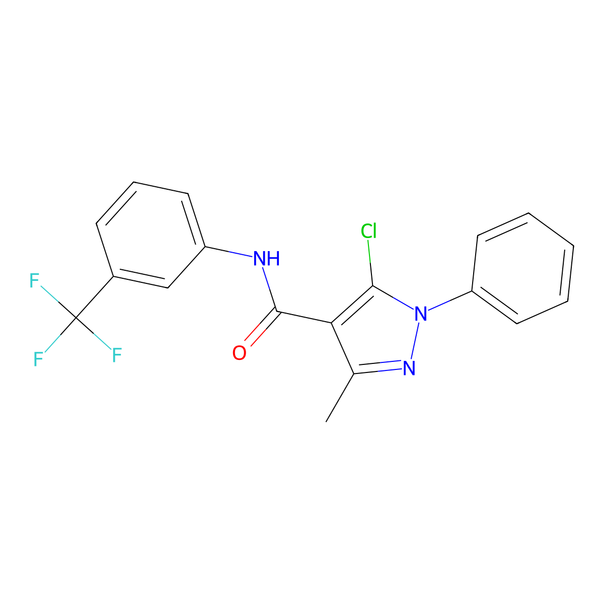 5-chloro-3-methyl-1-phenyl-N-[3-(trifluoromethyl)phenyl]-1H-pyrazole-4-carboxamide molecular structure, CAS 296262-13-0