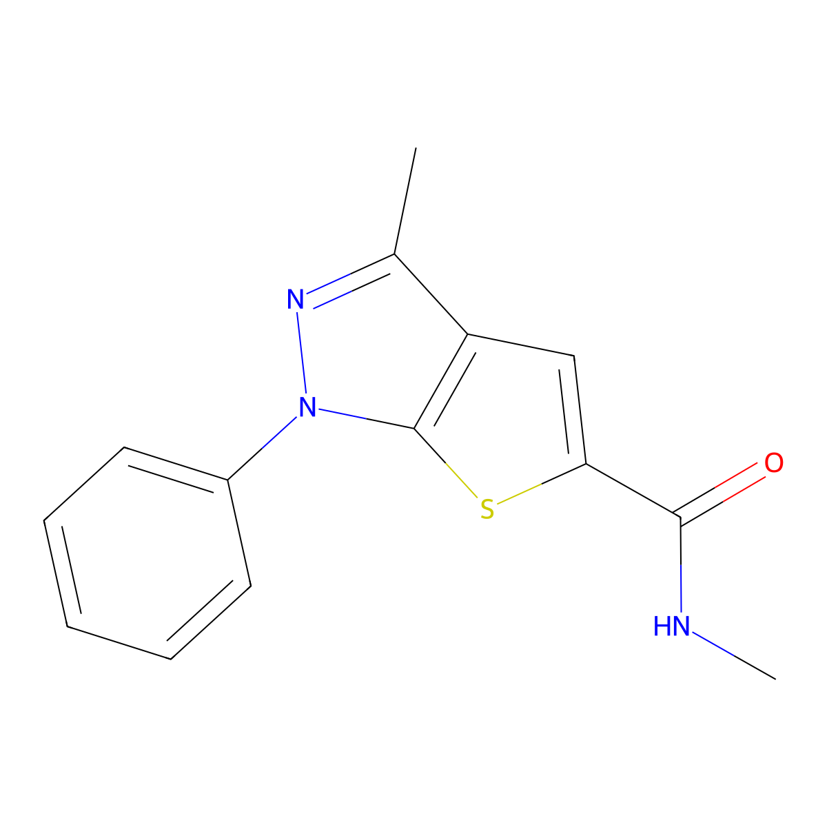 N,3-dimethyl-1-phenyl-1H-thieno[2,3-c]pyrazole-5-carboxamide molecular structure, CAS 296262-19-6
