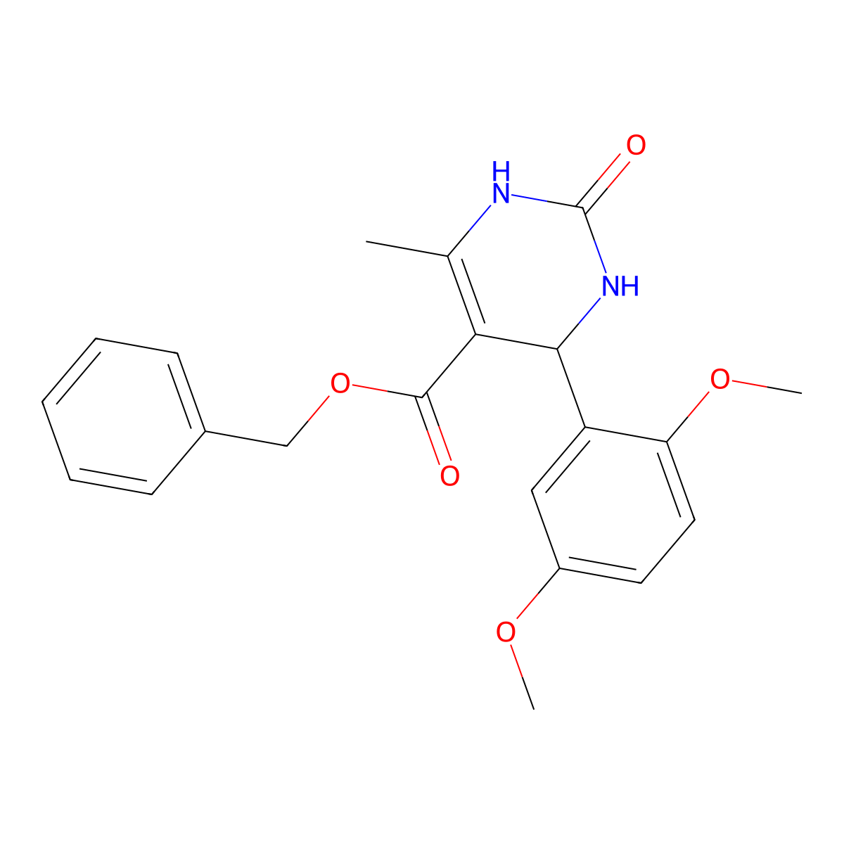 Benzyl 4-(2,5-dimethoxyphenyl)-6-methyl-2-oxo-1,2,3,4-tetrahydropyrimidine-5-carboxylate molecular structure, CAS 296262-55-0