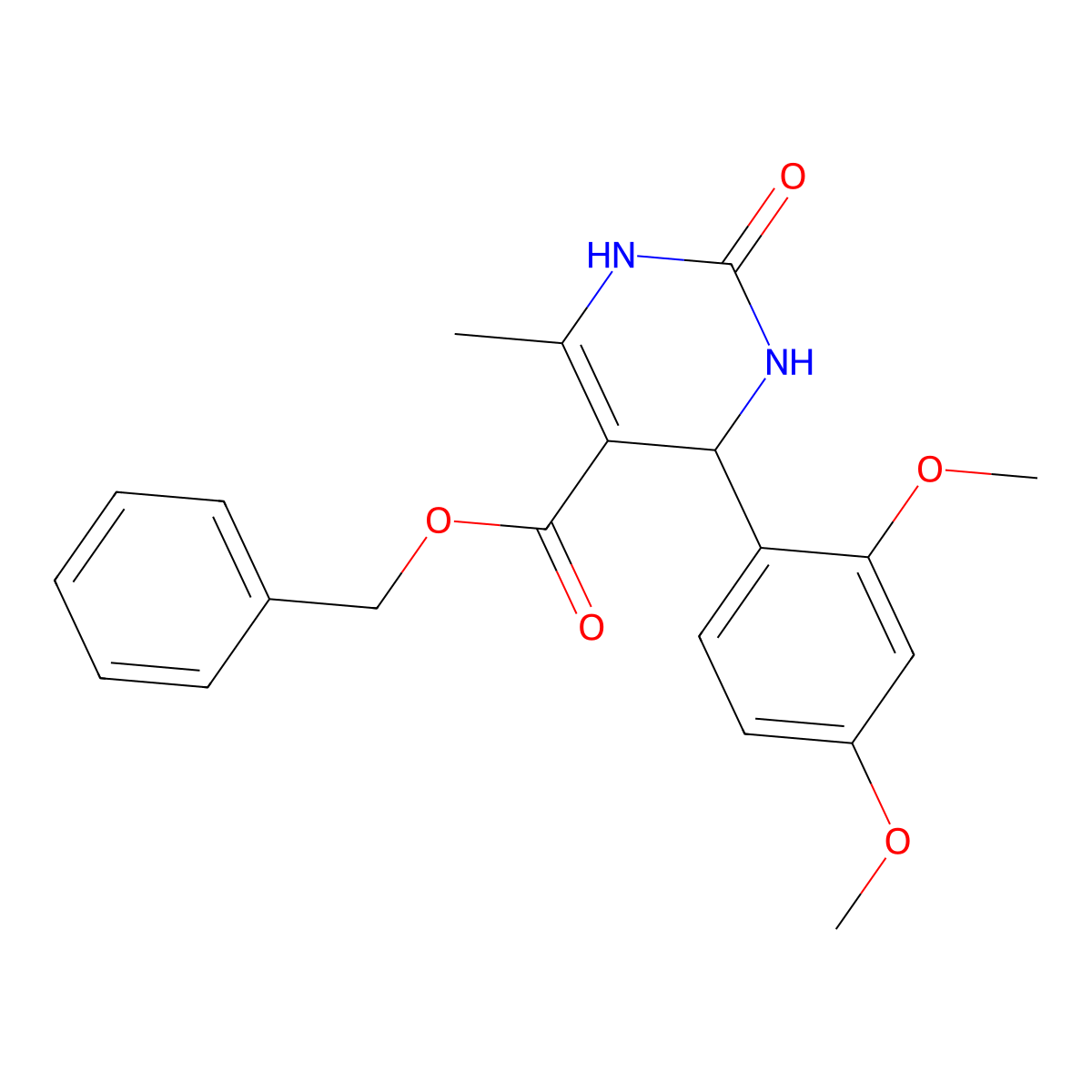 Benzyl 4-(2,4-dimethoxyphenyl)-6-methyl-2-oxo-1,2,3,4-tetrahydropyrimidine-5-carboxylate molecular structure, CAS 296262-56-1