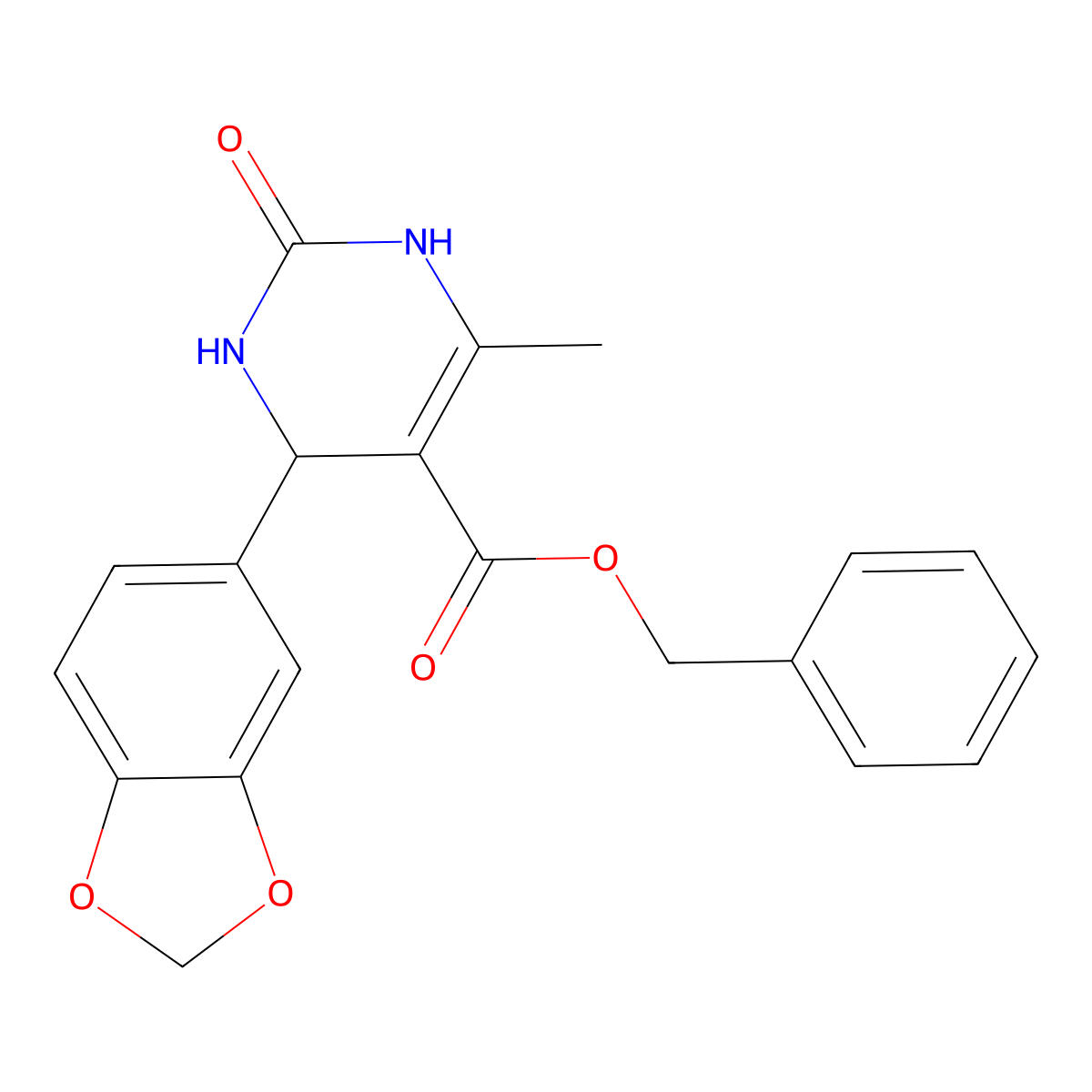 Benzyl 4-(benzo[d][1,3]dioxol-5-yl)-6-methyl-2-oxo-1,2,3,4-tetrahydropyrimidine-5-carboxylate molecular structure, CAS 296262-59-4