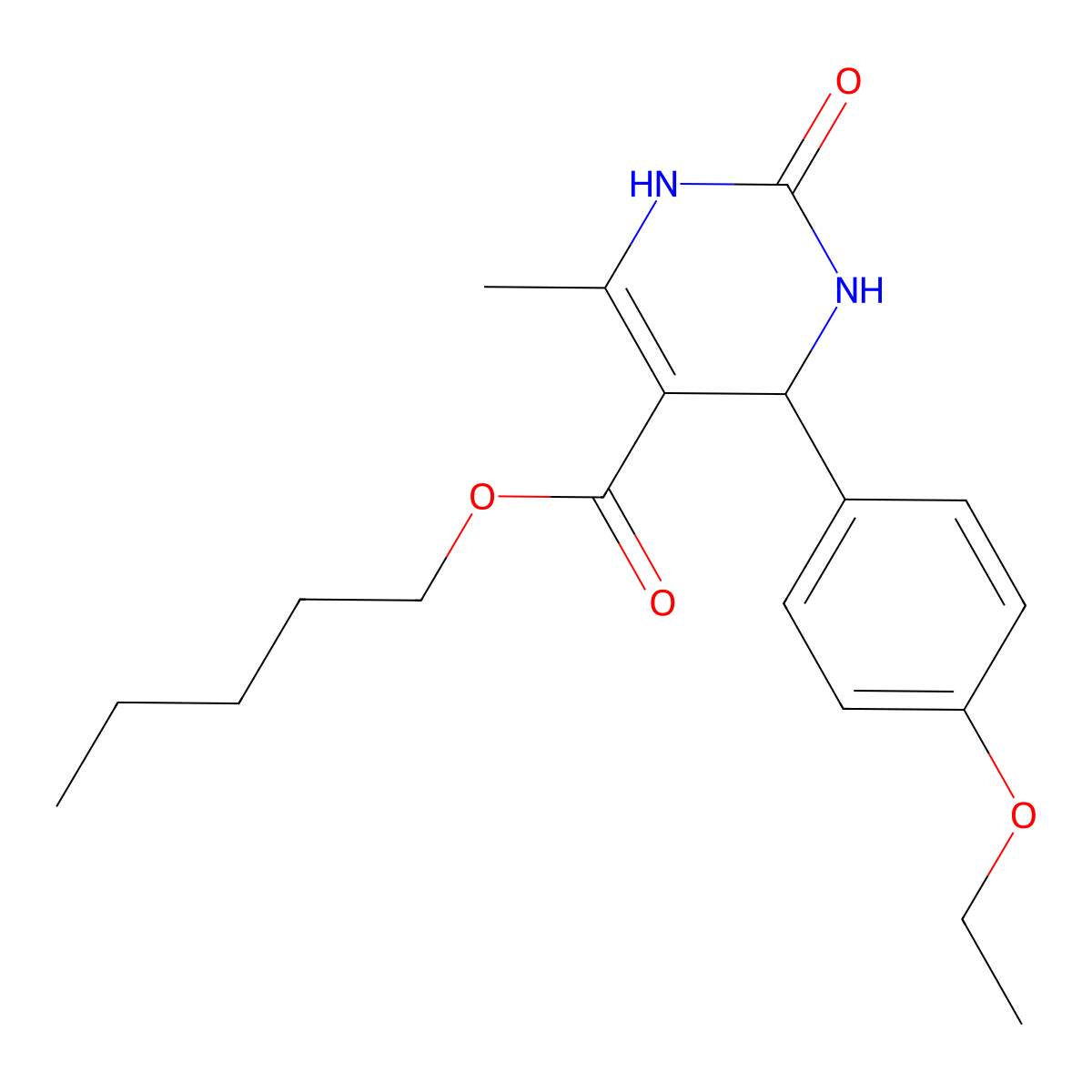 Pentyl 4-(4-ethoxyphenyl)-6-methyl-2-oxo-1,2,3,4-tetrahydropyrimidine-5-carboxylate molecular structure, CAS 296262-62-9
