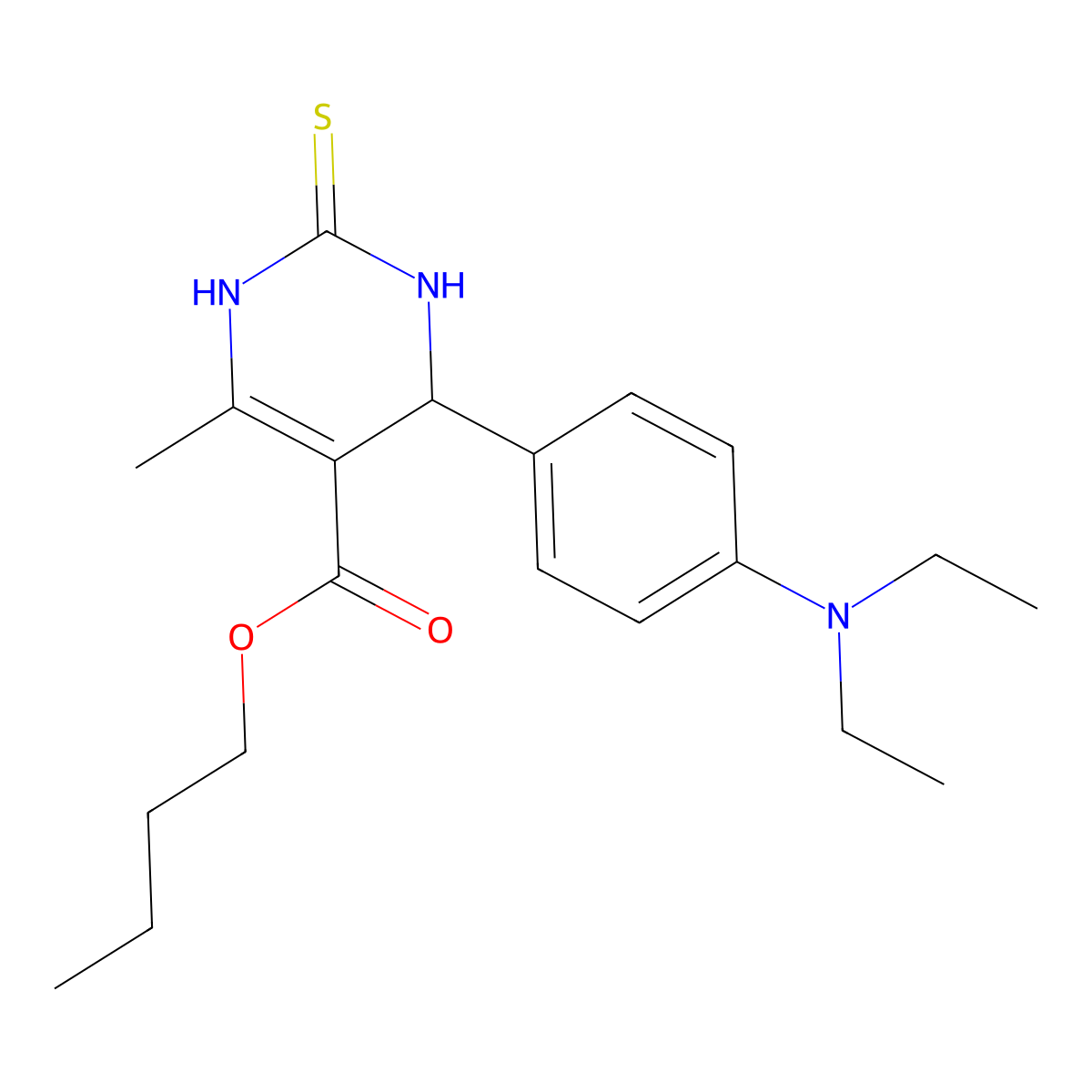 butyl 4-[4-(diethylamino)phenyl]-6-methyl-2-sulfanylidene-3,4-dihydro-1H-pyrimidine-5-carboxylate molecular structure, CAS 296262-63-0