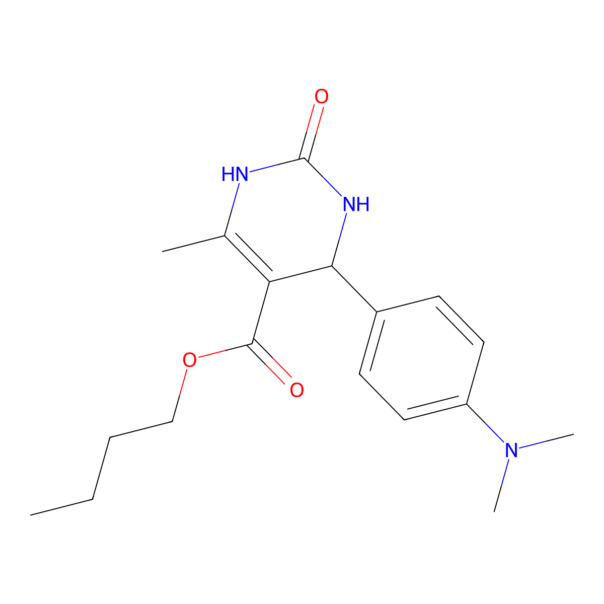 Butyl 4-(4-(dimethylamino)phenyl)-6-methyl-2-oxo-1,2,3,4-tetrahydropyrimidine-5-carboxylate molecular structure, CAS 296262-64-1
