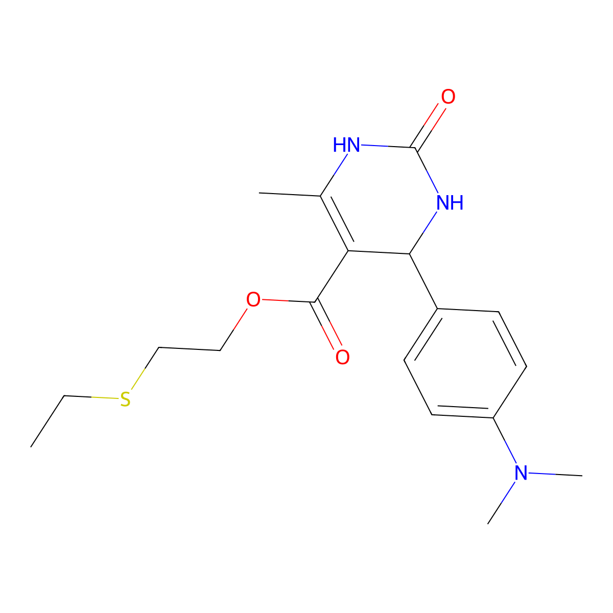 2-(Ethylsulfanyl)ethyl 4-[4-(dimethylamino)phenyl]-6-methyl-2-oxo-1,2,3,4-tetrahydro-5-pyrimidinecarboxylate molecular structure, CAS 296262-68-5