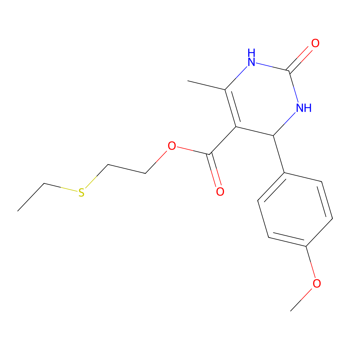 2-(Ethylsulfanyl)ethyl 4-(4-methoxyphenyl)-6-methyl-2-oxo-1,2,3,4-tetrahydro-5-pyrimidinecarboxylate molecular structure, CAS 296262-69-6