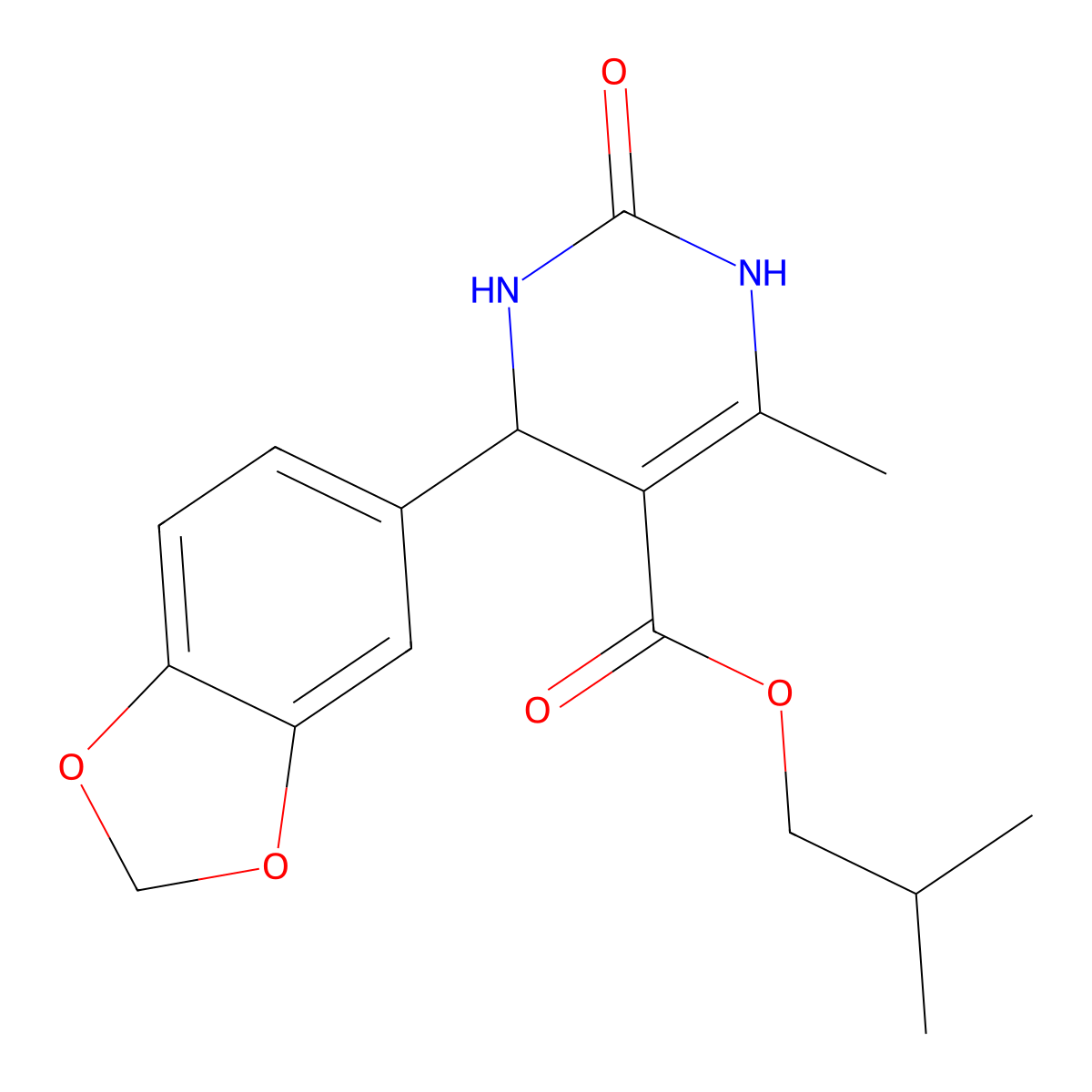 2-Methylpropyl 6-(1,3-benzodioxol-5-yl)-2-hydroxy-4-methyl-1,6-dihydropyrimidine-5-carboxylate molecular structure, CAS 296262-72-1