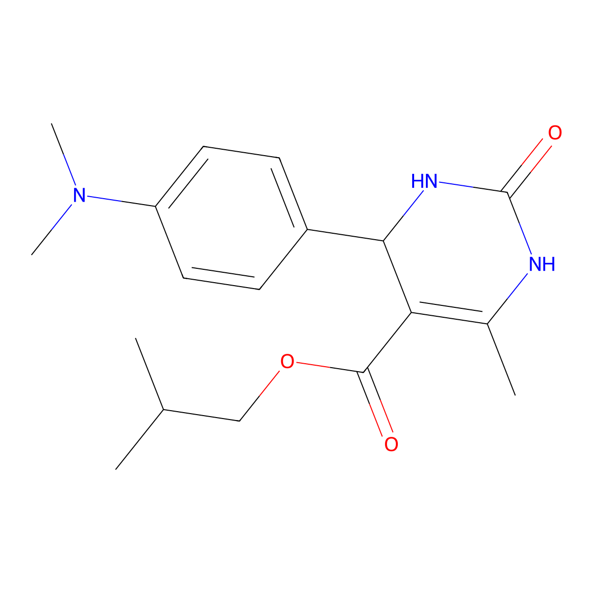 2-Methylpropyl 6-[4-(dimethylamino)phenyl]-2-hydroxy-4-methyl-1,6-dihydropyrimidine-5-carboxylate molecular structure, CAS 296262-81-2