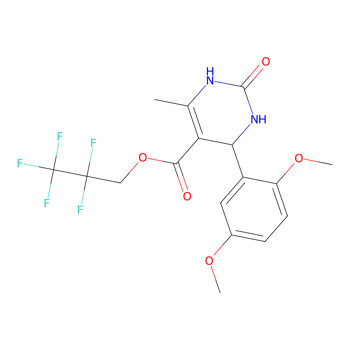 2,2,3,3,3-Pentafluoropropyl 4-(2,5-dimethoxyphenyl)-6-methyl-2-oxo-1,2,3,4-tetrahydropyrimidine-5-carboxylate molecular structure, CAS 296263-02-0