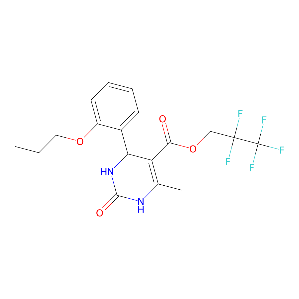 2,2,3,3,3-Pentafluoropropyl 6-methyl-2-oxo-4-(2-propoxyphenyl)-1,2,3,4-tetrahydropyrimidine-5-carboxylate molecular structure, CAS 296263-07-5