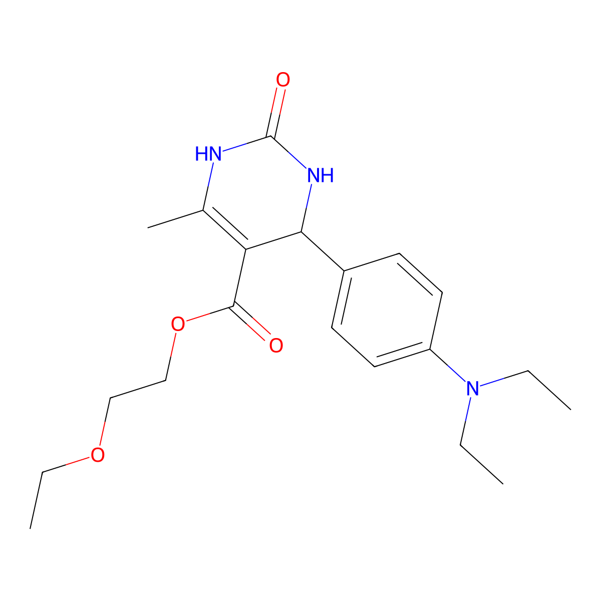2-Ethoxyethyl 4-[4-(diethylamino)phenyl]-6-methyl-2-oxo-1,2,3,4-tetrahydro-5-pyrimidinecarboxylate molecular structure, CAS 296263-20-2