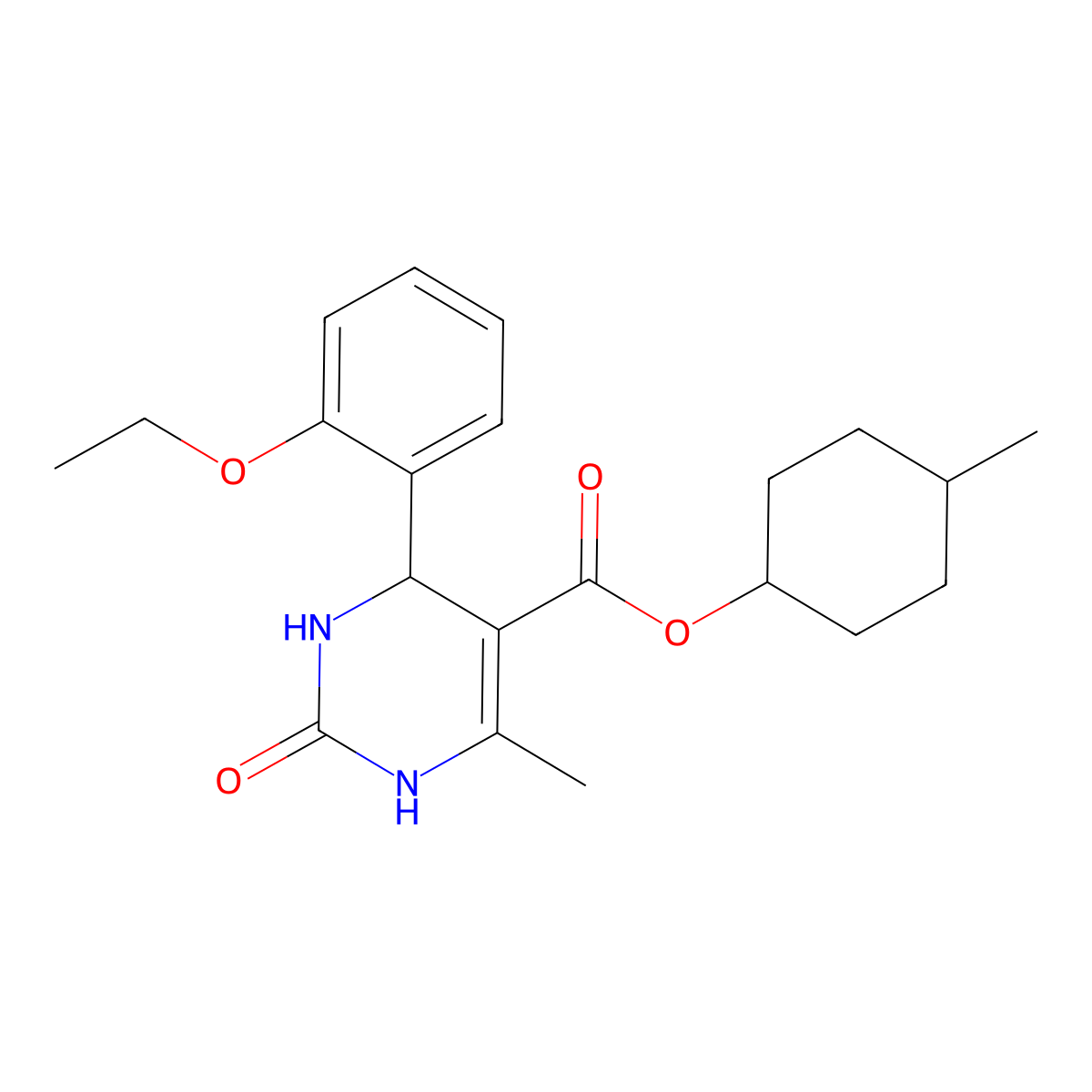 4-Methylcyclohexyl 4-(2-ethoxyphenyl)-6-methyl-2-oxo-1,2,3,4-tetrahydropyrimidine-5-carboxylate molecular structure, CAS 296263-41-7