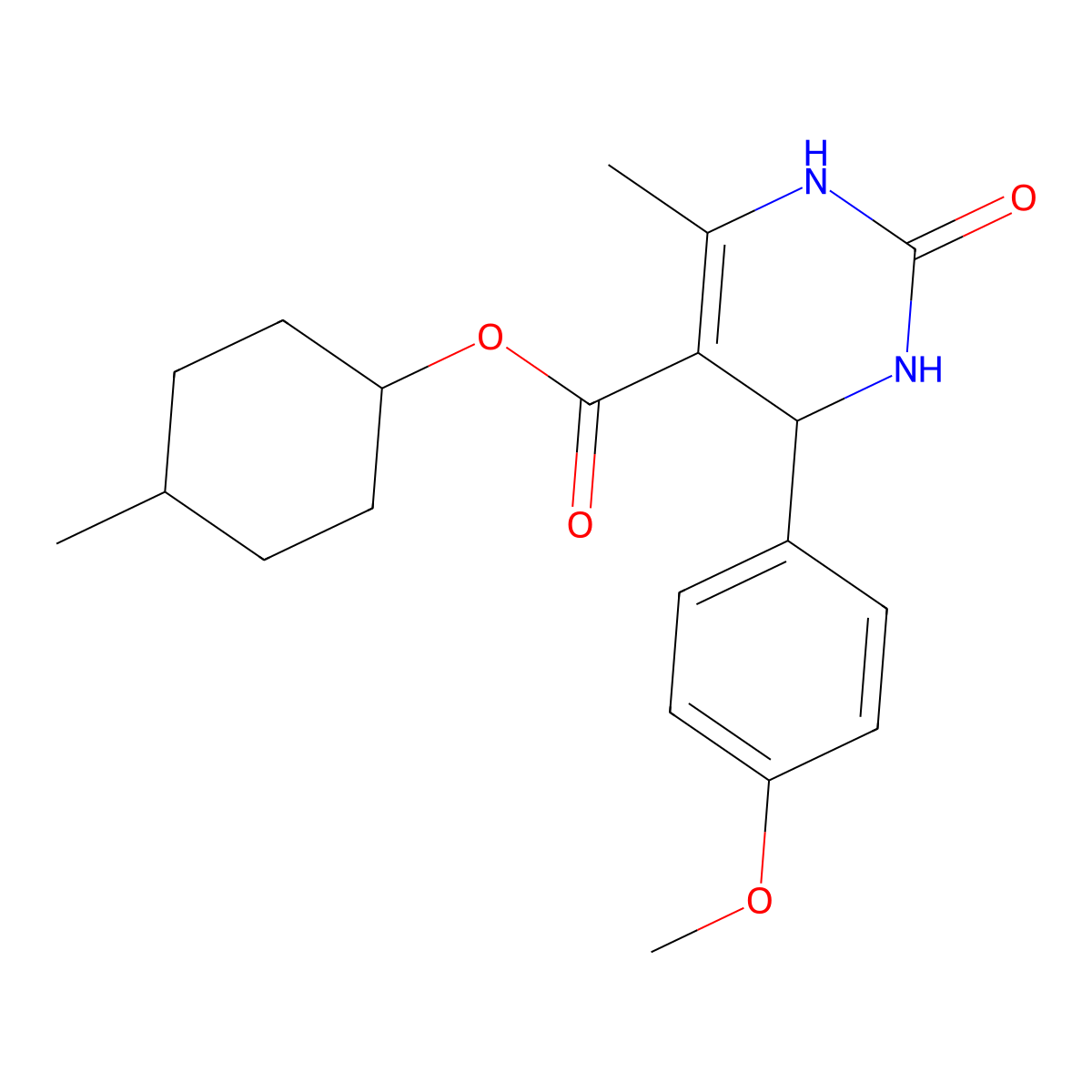 4-Methylcyclohexyl 4-(4-methoxyphenyl)-6-methyl-2-oxo-1,2,3,4-tetrahydropyrimidine-5-carboxylate molecular structure, CAS 296263-42-8