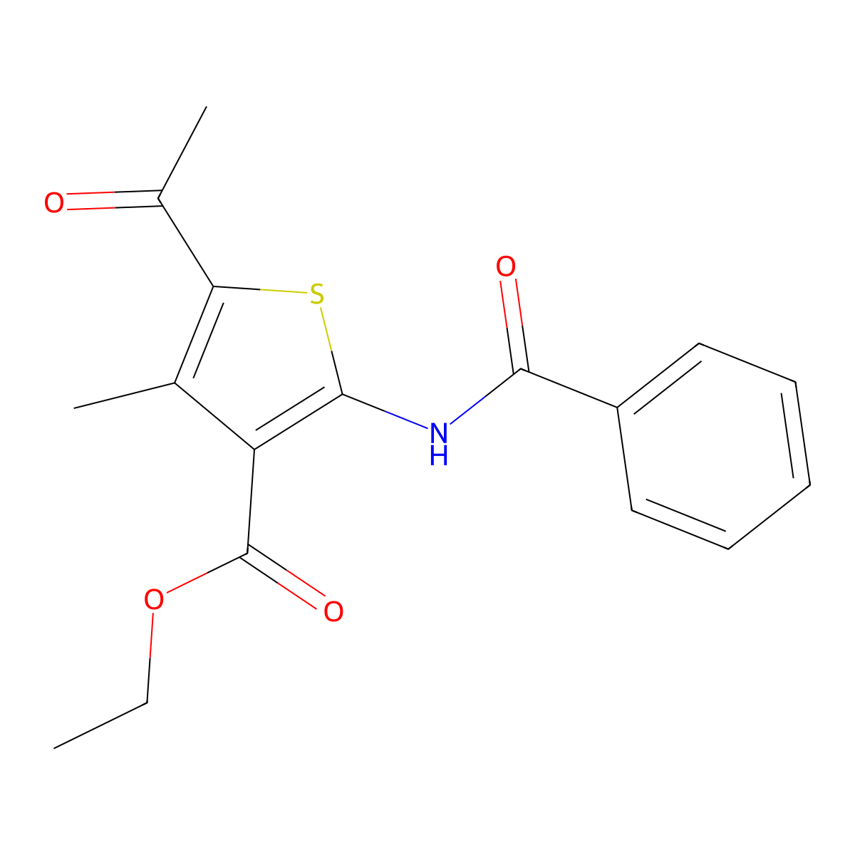 Ethyl 5-acetyl-2-(benzoylamino)-4-methyl-3-thiophenecarboxylate molecular structure, CAS 296263-65-5