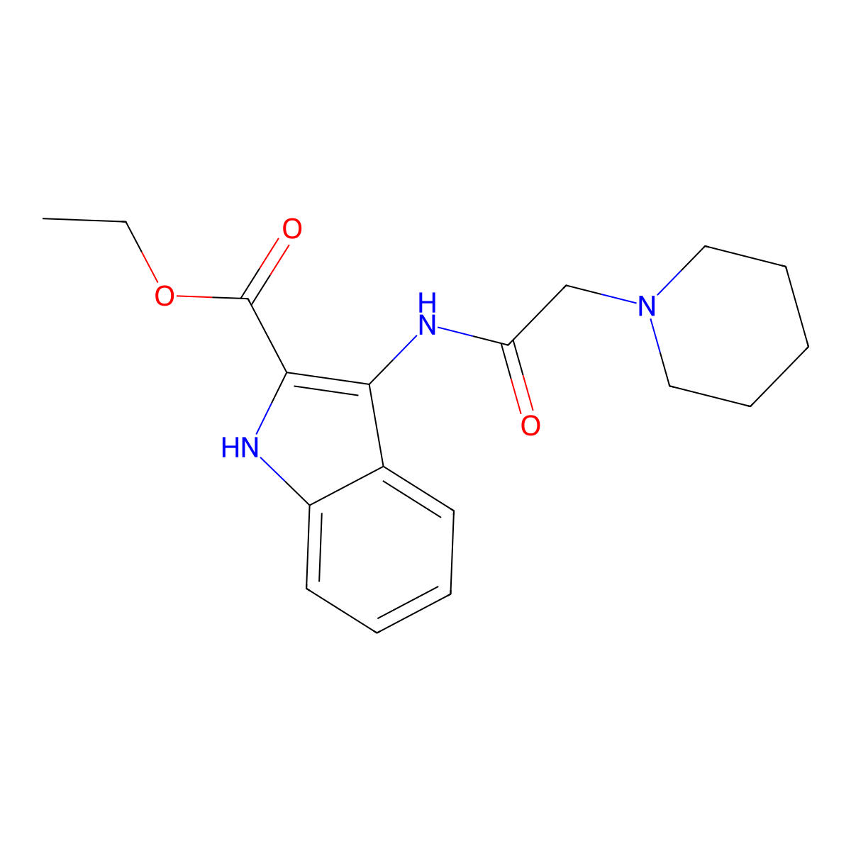 3-(2-Piperidin-1-yl-acetylamino)-1H-indole-2-carboxylic acid ethyl ester molecular structure, CAS 296263-91-7