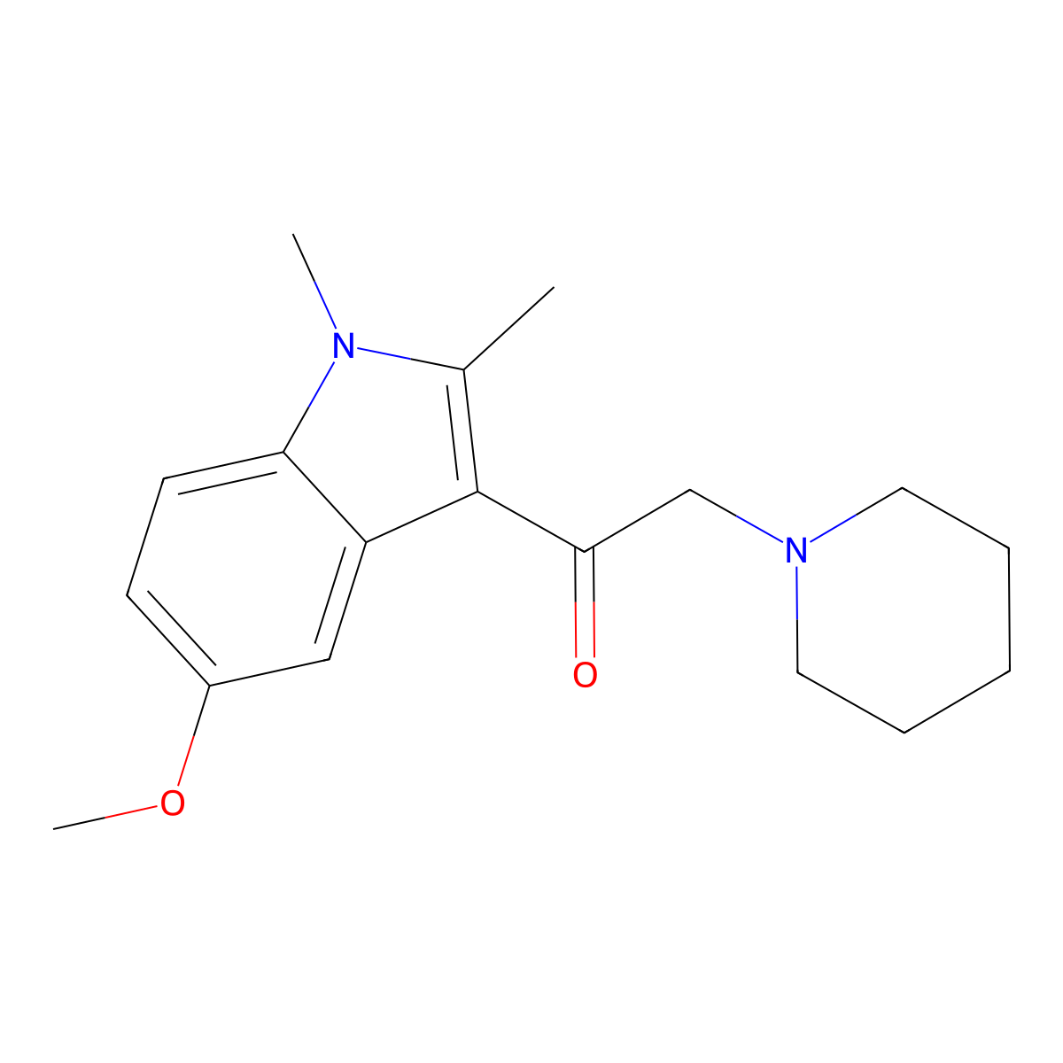 1-(5-Methoxy-1,2-dimethylindol-3-yl)-2-piperidin-1-ylethanone molecular structure, CAS 296263-99-5
