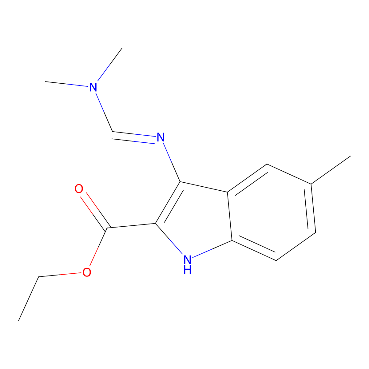 ethyl 3-{[(E)-(dimethylamino)methylidene]amino}-5-methyl-1H-indole-2-carboxylate molecular structure, CAS 296264-26-1