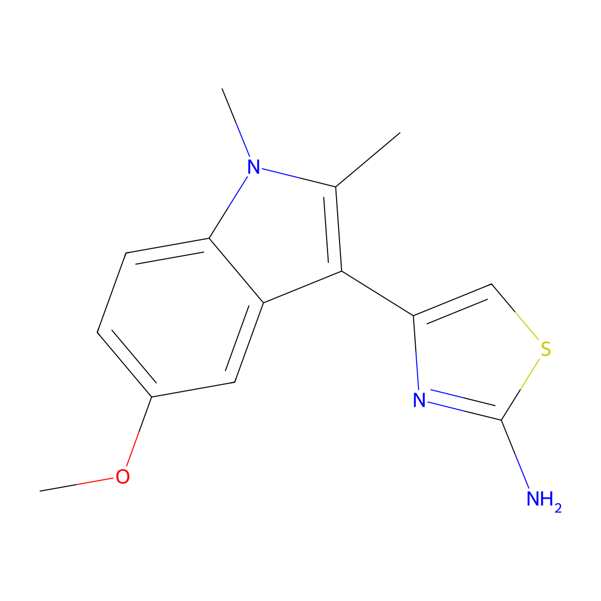 4-(5-Methoxy-1,2-dimethylindol-3-yl)-1,3-thiazol-2-amine molecular structure, CAS 296264-57-8